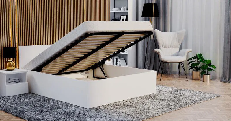 Manželská posteľ PANAMA 140x200 so zdvižným roštom BIELA