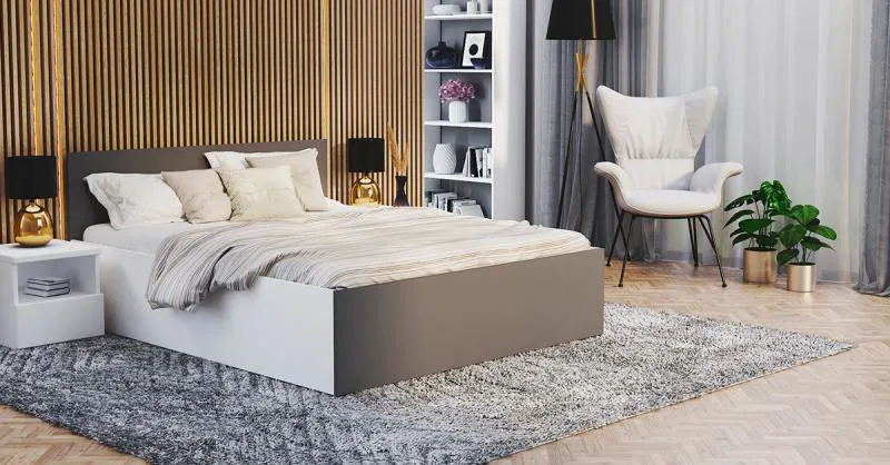Manželská posteľ PANAMA KLASIK 180x200 + rošt BIELA-sivá
