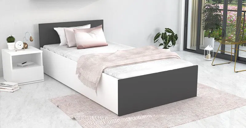 Posteľ PANAMA KLASIK 90x200 + rošt BIELA-SIVÁ