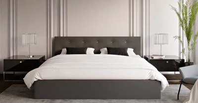 Čalúnená posteľ CRYSTAL grafit 180x200 s dreveným roštom