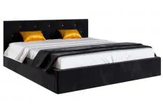 Čalúnená posteľ CRYSTAL čierna 180x200 s dreveným roštom