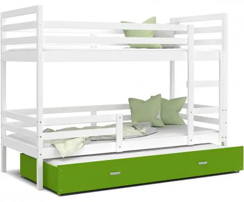 Detská posteľ JACEK 3 80x190 cm BIELA-ZELENÁ