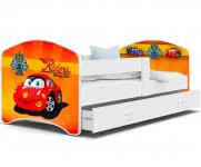 Rozprávková posteľ LUCKY 180x80 Biela RACING CARS 37L