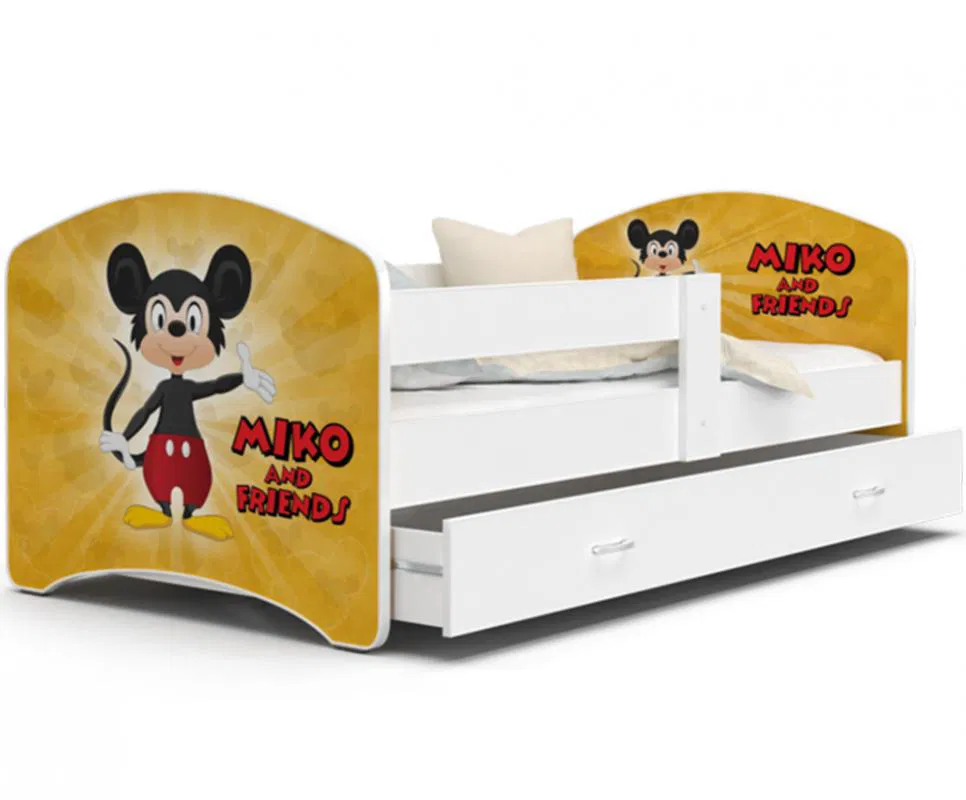 Rozprávková posteľ LUCKY 180x90 Biela MYŠIAK 53L