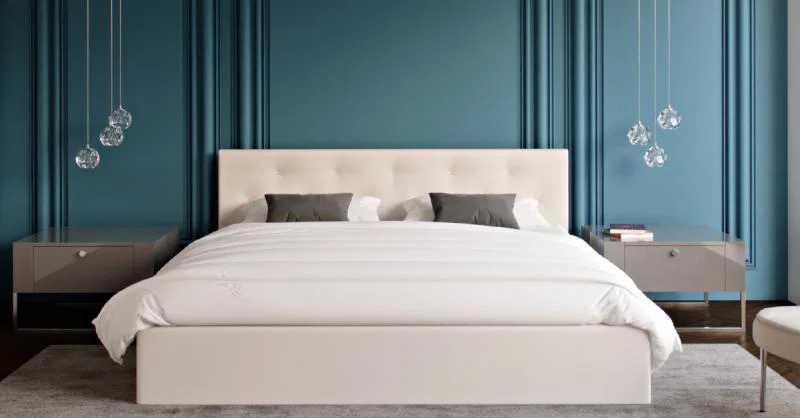 Čalúnená posteľ CRYSTAL biela 120x200 s kovovým zdvižným roštom