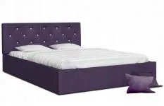 Čalúnená posteľ CRYSTAL fialová 180x200 s dreveným roštom