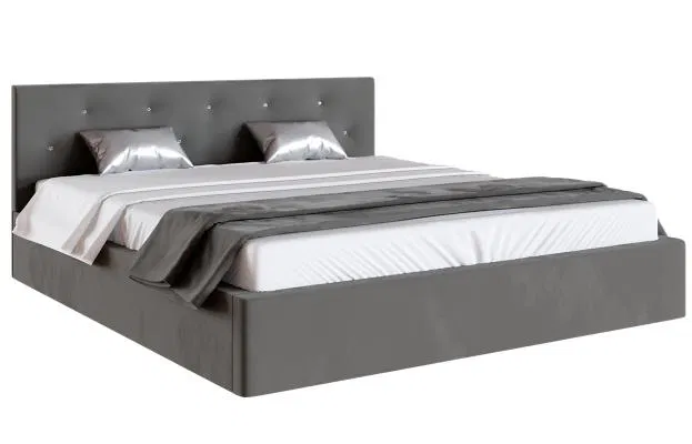 Čalúnená posteľ CRYSTAL grafit 90x200 s kovovým roštom