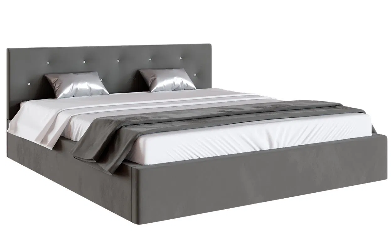 Čalúnená posteľ CRYSTAL grafit 90x200 s kovovým roštom