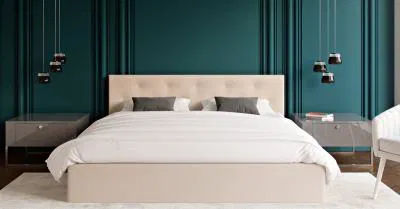 Luxusná manželská posteľ CRYSTAL krémová 90x200 s kovovým roštom