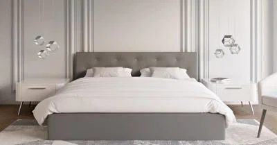 Čalúnená posteľ CRYSTAL šedá 90x200 s kovovým roštom