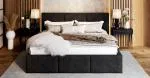 Čalúnená posteľ AMBER 180x200 Čierna Trinity s úložným priestorom a dreveným roštom