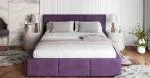 Čalúnená posteľ AMBER 180x200 Fialová Trinity s úložným priestorom a dreveným roštom