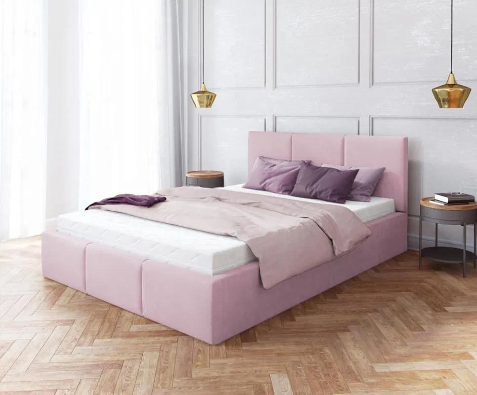 Luxusná manželská posteľ AMBER 180x200 Biela Trinity s úložným priestorom a dreveným roštom