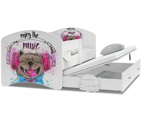 Detská posteľ LUCKY P2 200x90 s prístelkou MUSIC