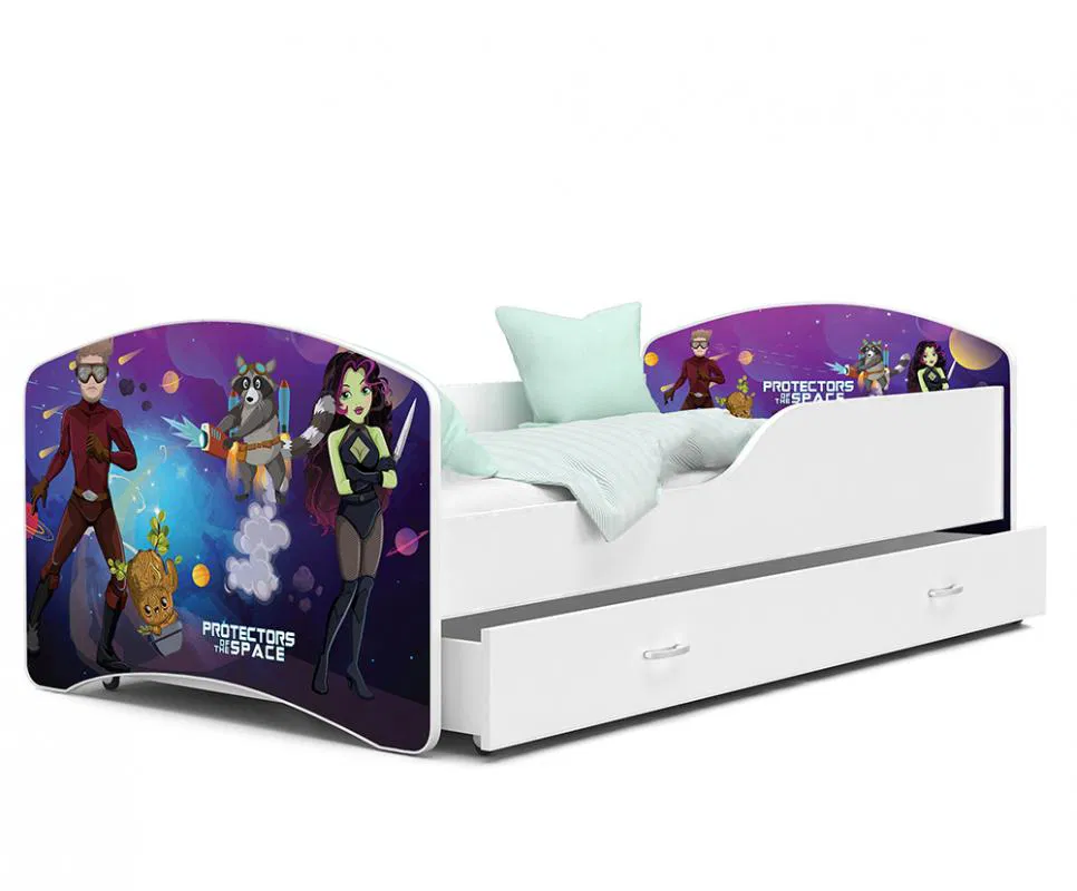 Detská posteľ IGOR Strážcovia Vesmíru 80x140 cm BIELA