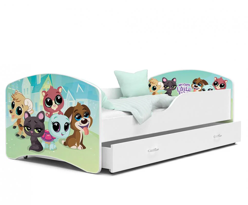 Detská posteľ IGOR Šteniatka 80x140 cm BIELA