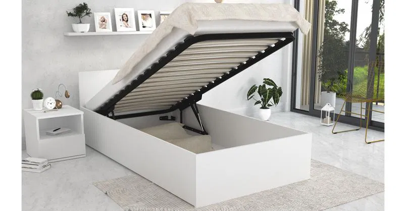 Jednolôžková posteľ PANAMA 90x200 so zdvižným roštom BIELA