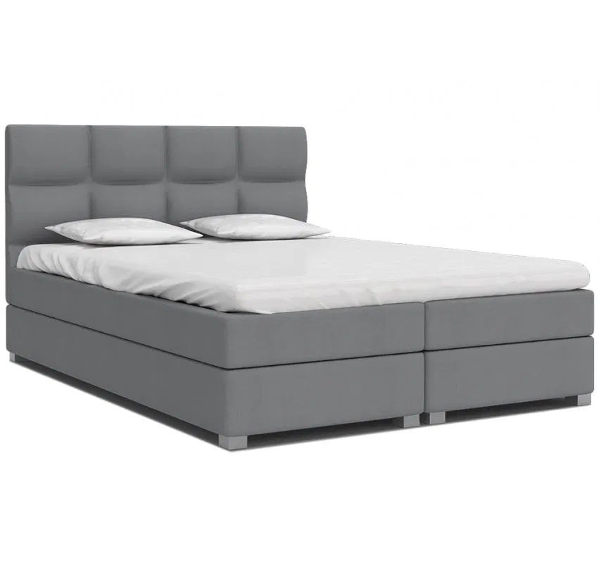 Čalúnená posteľ SPRING BOX 140x200 s dreveným zdvižným roštom SIVÁ