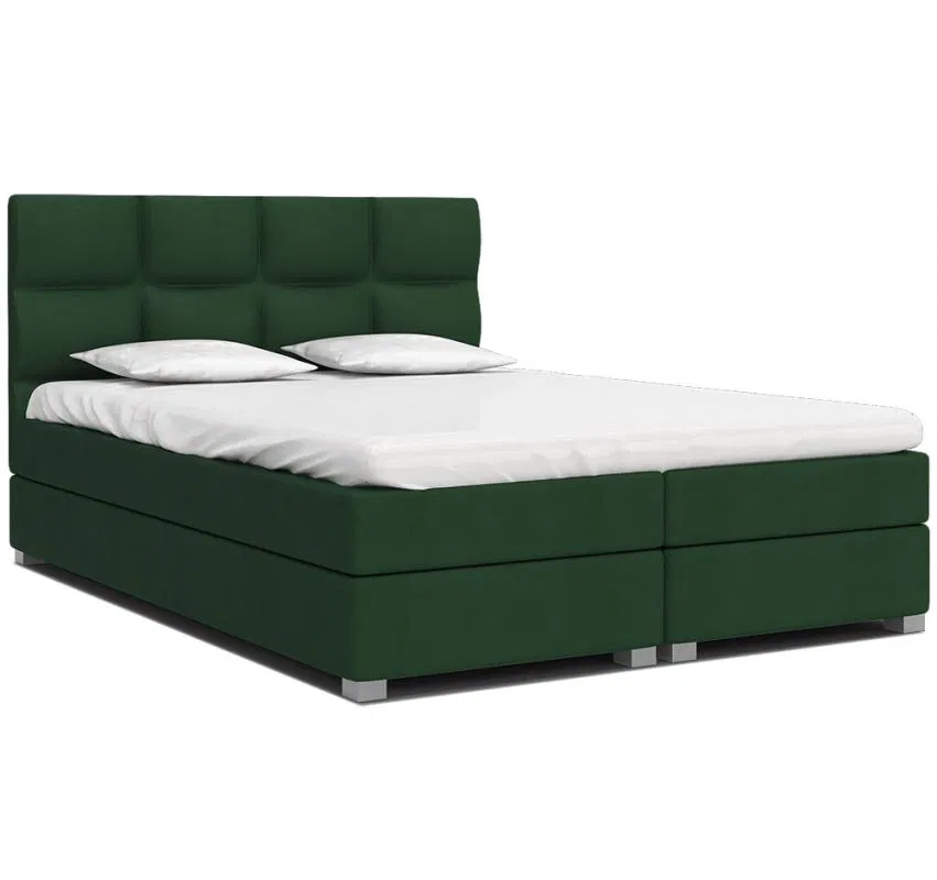 Čalúnená posteľ SPRING BOX 160x200 s dreveným zdvižným roštom ZELENÁ