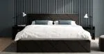 Čalúnená posteľ CARO 160x200 s kovovým zdvižným roštom ČIERNA