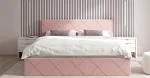 Čalúnená posteľ CARO 160x200 s kovovým zdvižným roštom RUŽOVÁ