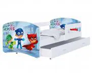 Detská posteľ LUKI so šuplíkom BIELA 160x80cm vzor SUPERHEROES 54L