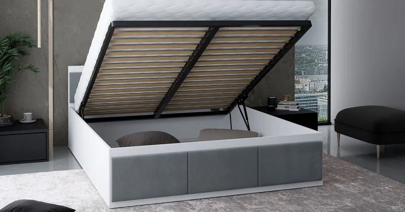 Manželská posteľ PANAMA T 160x200 so zdvíhacím roštom SIVÁ