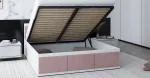 Manželská posteľ PANAMA T 140x200 so zdvíhacím roštom BIELA RUŽOVÁ