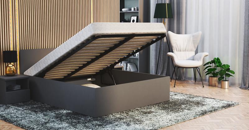 Manželská posteľ PANAMA 160x200 so zdvižným roštom SIVÁ