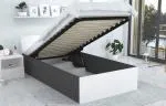 Jednolôžková posteľ PANAMA 90x200 so zdvižným roštom SIVÁ BIELA