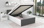 Jednolôžková posteľ PANAMA 90x200 so zdvižným roštom BIELA SIVÁ