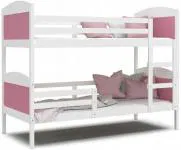 Detská poschodová posteľ Matyas 190x80 bez šuplíka BIELA-RUŽOVÁ