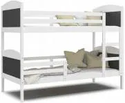Detská poschodová posteľ Matyas 190x80 bez šuplíka BIELA-SIVÁ