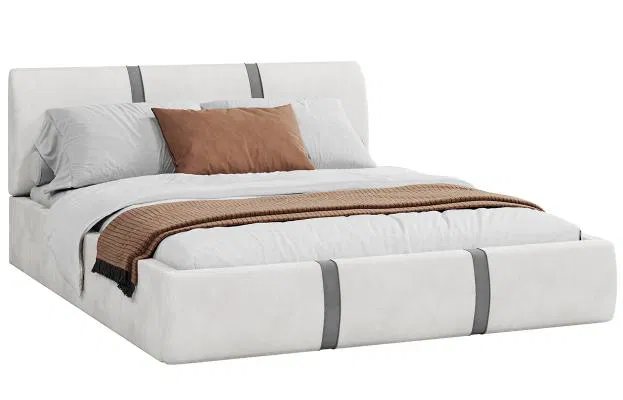 Čalúnená posteľ PLATINUM biela šedá 180x200 Trinity s kovovým roštom