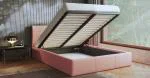Čalúnená posteľ 140x200 cm VIP so zdvižným roštom RUŽOVÁ