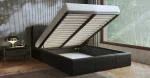 Čalúnená posteľ 140x200 cm VIP so zdvižným roštom ČIERNA