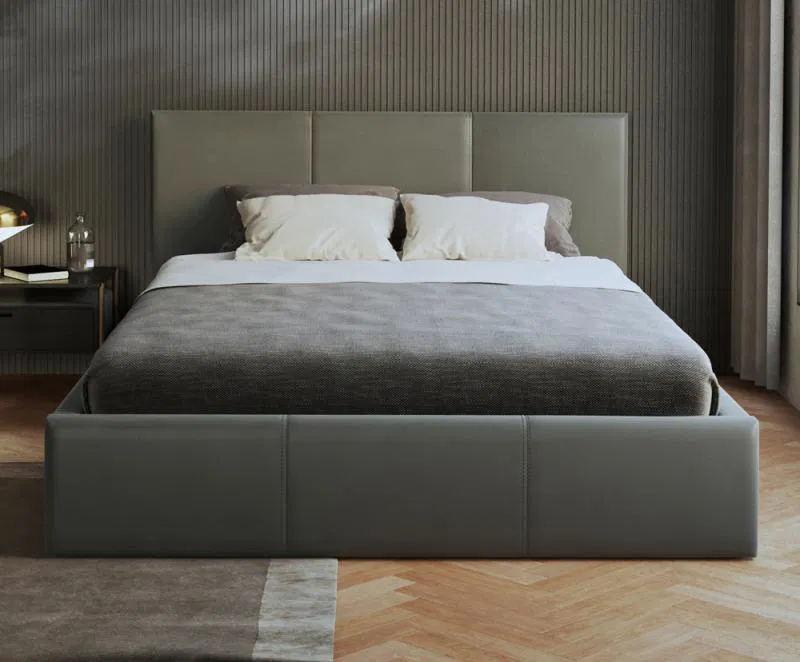 Čalúnená posteľ 160x200 cm VIP so zdvižným roštom SIVÁ
