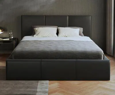 Čalúnená posteľ 160x200 cm VIP so zdvižným roštom ČIERNA