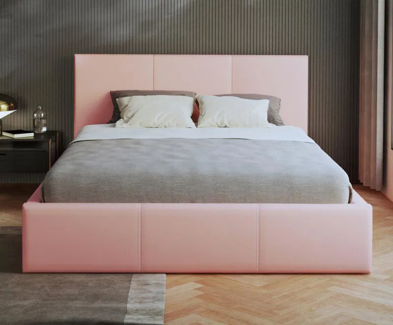 Čalúnená posteľ 160x200 cm VIP so zdvižným roštom RUŽOVÁ