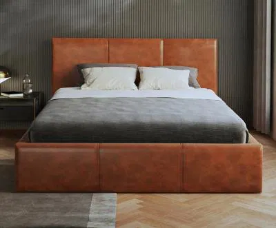Čalúnená posteľ 180x200 cm VIP so zdvižným roštom HNEDÁ
