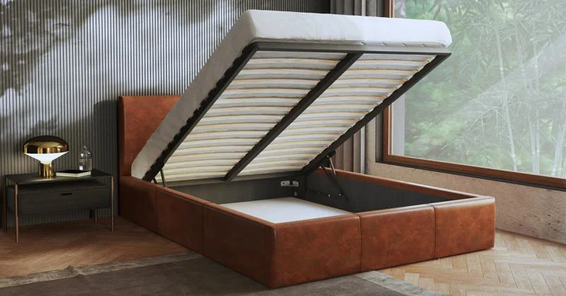 Čalúnená posteľ 180x200 cm VIP so zdvižným roštom HNEDÁ