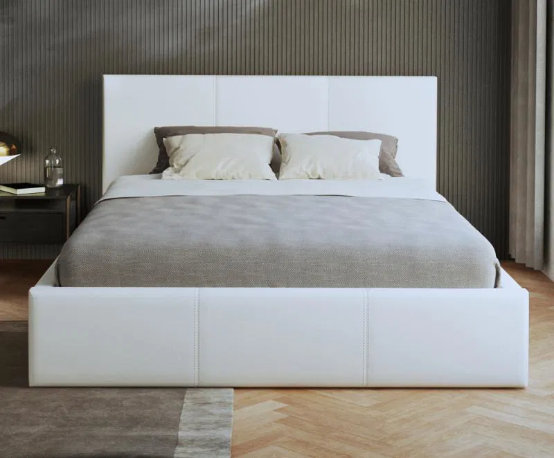 Čalúnená posteľ 180x200 cm VIP so zdvižným roštom BIELA