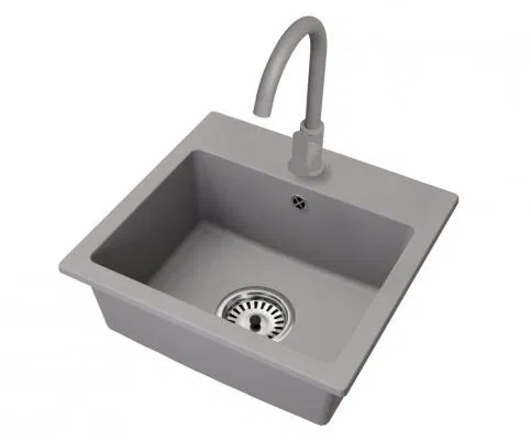 Granitový drez DON + batéria DECO ŠEDÉ 44,2 x 41,5 x 17,1cm