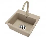Granitový drez DON + batéria DECO BÉŽOVÉ 44,2 x 41,5 x 17,1cm