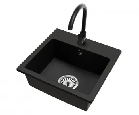 Granitový drez DON + batéria DECO ČIERNE 44,2 x 41,5 x 17,1cm