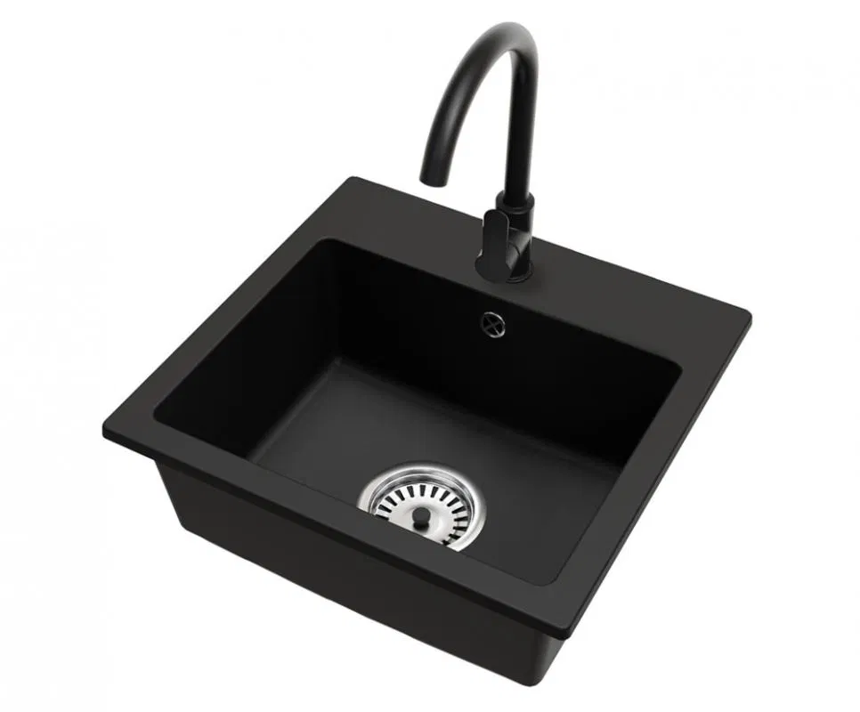 Granitový drez DON + batéria DECO ČIERNE 44,2 x 41,5 x 17,1cm