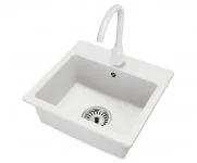 Granitový drez DON + batéria DECO BIELE 44,2 x 41,5 x 17,1cm