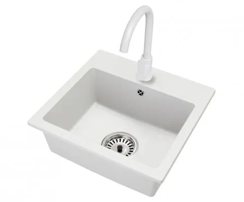 Granitový drez DON + batéria DECO BIELE 44,2 x 41,5 x 17,1cm
