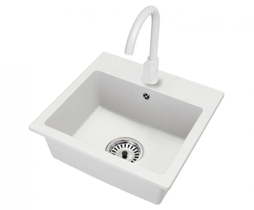 Granitový drez DON + batéria DECO BIELE 44,2 x 41,5 x 17,1cm