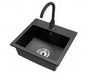 Granitový drez DON + batéria DECO ČIERNA ŽULA 44,2 x 41,5 x 17,1cm